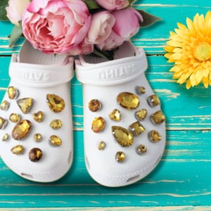 Luxury Yellow Glass Rhinestone Shoe Charms - FREE SHIPPING AVAILABLE!