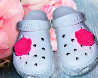 Large Rose Flower Fashion Glam Shoe Charms - FREE SHIPPING AVAILABLE!