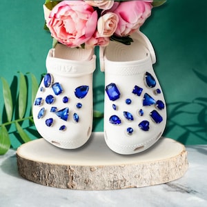 Luxury Royal Blue Glass Rhinestone Shoe Charms - FREE SHIPPING AVAILABLE!