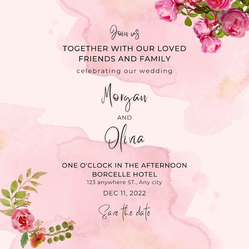 Customizable Wedding Invitation Card Invites Template Pack Etsy