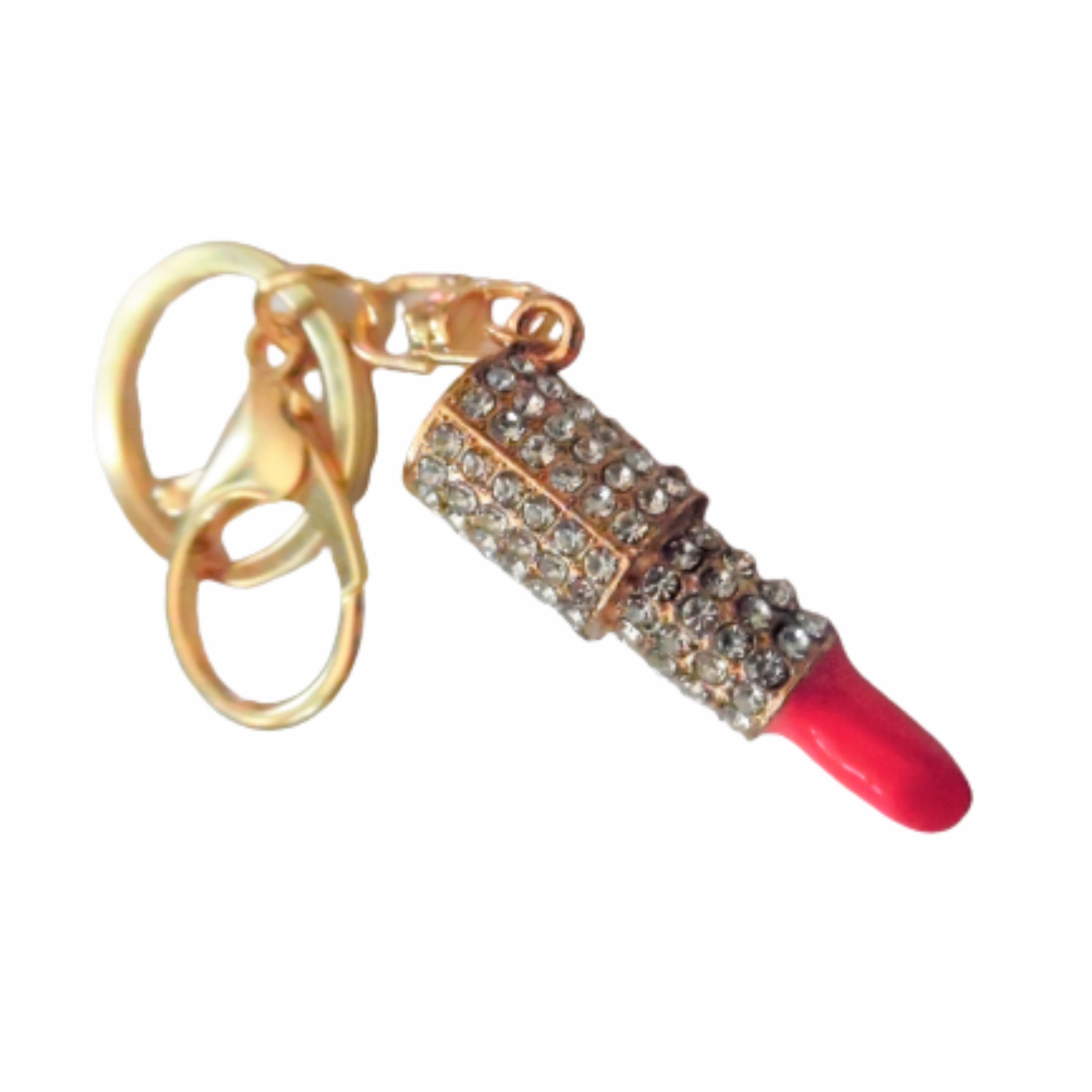 Bling Glam Rhinestone Lipstick Makeup Lips Keychain Red Pink Etsy