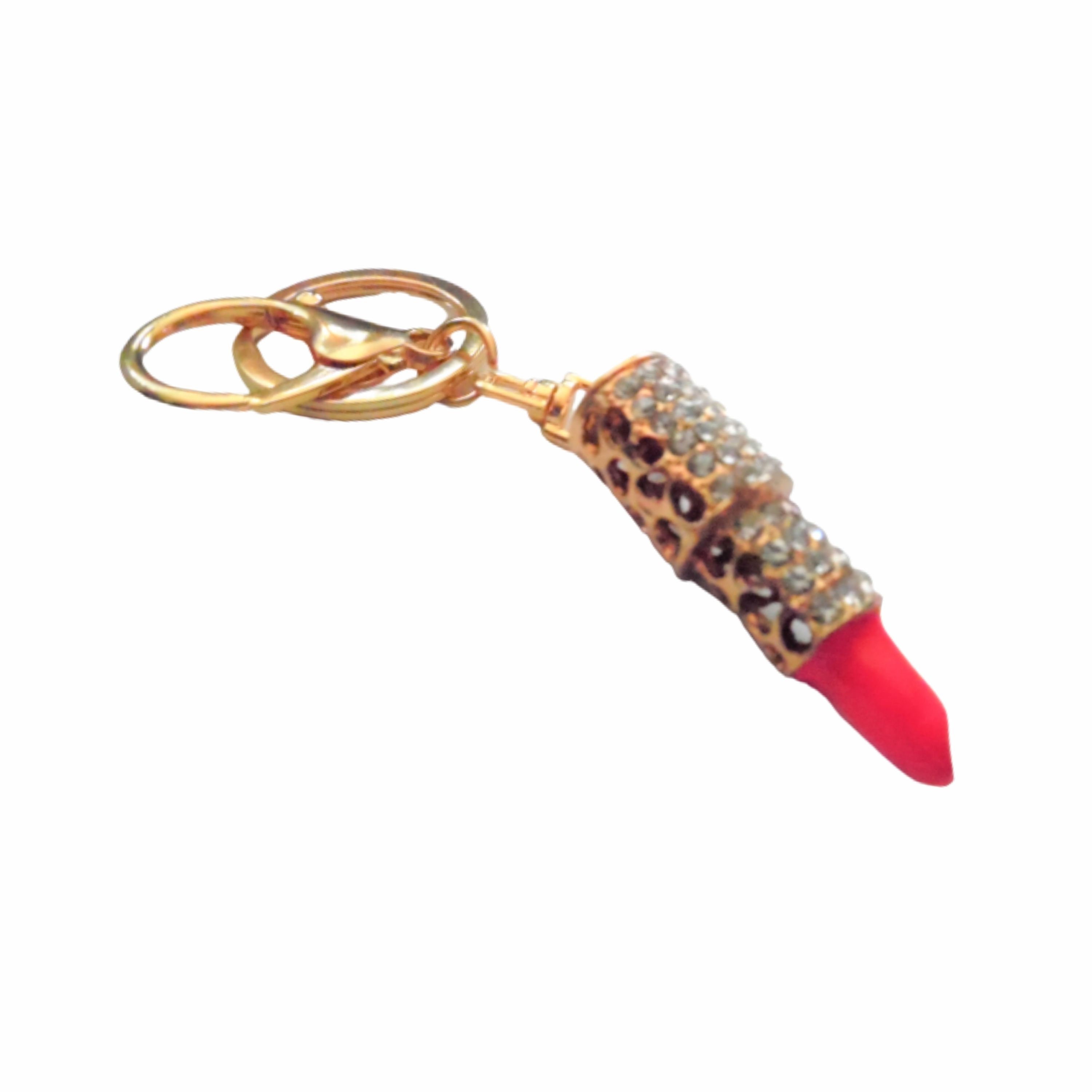 Bling Glam Rhinestone Lipstick Makeup Lips Keychain Red Pink Etsy