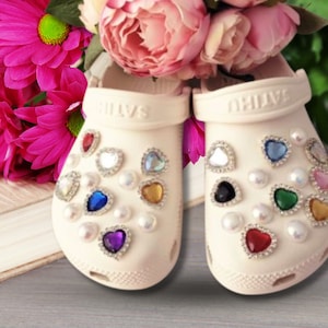 Pingentes para sapatos com strass e moldura de vidro arco-íris - FRETE GRÁTIS DISPONÍVEL!
