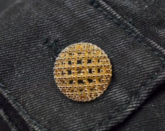 Metall karierte Knöpfe für Kleidung, Pullover, Mantel, Dekoration, Hemd, Goldschaftknöpfe, Nähen, Vintage-Retro-Muster, 15 mm, 18 mm, 22 mm, 25 mm