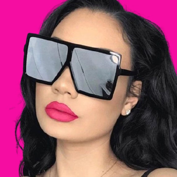 Oversized Square Sunglasses Rimless Frame Candy Color Glasses