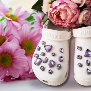 Luxury Lavender Glass Rhinestone Shoe Charms