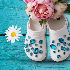 Luxury Turquoise Rhinestone Shoe Charms - FREE SHIPPING AVAILABLE!