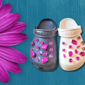 Charms de chaussures de luxe en verre fuchsia avec strass - LIVRAISON GRATUITE DISPONIBLE !