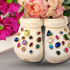 Luxury Gold Claw Rainbow Glass Rhinestone Shoe Charms - FREE SHIPPING AVAILABLE!