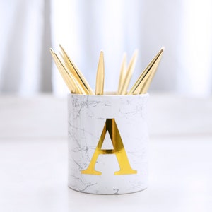 Gold Pen Pot Personalized Desk Accessories Personalized Pencil 