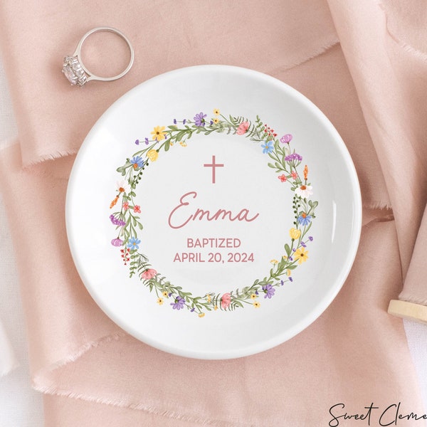 Baptism Gifts for Girls, Personalized Jewelry Dish, Christening Gifts, Dedication Gift for Girl, Goddaughter Keepsake Gift from Godparents