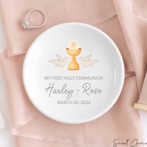 My First Communion Gifts for Girls, Communion Jewelry Dish, Goddaughter Gifts for Baptism Gift Girl, Custom Confirmation Jewelry For Girls