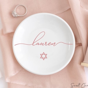 Bat Mitzvah Gifts for Girls / Star of David Jewelry Dish / Jewish Ring Dish / Personalized Trinket Dish / Hanukkah Gift Jewish Birthday Gift