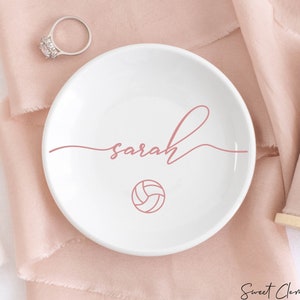 Volleyball Jewelry Dish, Volleyball Team Gift, Personalized Ring Dish, Trinket Dish, Volleyball Coach Gift, Birthday Gifts for Daughter