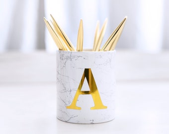 Gold Pen Pot personalized desk accessories personalized pencil holder monogram gift for her gold desk accessories gold office desk organizer