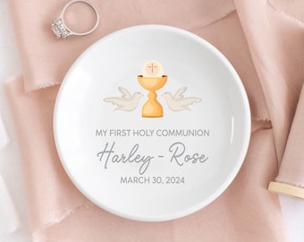 My First Communion Gifts for Girls, Communion Jewelry Dish, Goddaughter Gifts for Baptism Gift Girl, Custom Confirmation Jewelry For Girls