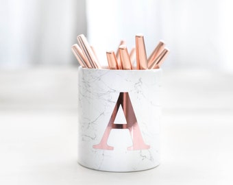 Office desk accessories rose gold pen holder for desk organizer marble desk accessories rose gold personalized pencil holder rose gold desk