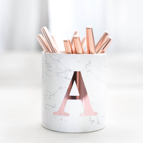 Rose Gold Pen Pot Personalized Desk Accessories Personalized Etsy