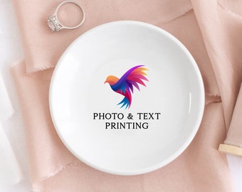 Custom Printed Logo Jewelry Dish, Full Color Logo Printing Business Card Holder, Custom Trinket Dish, Custom Logo Merch, Wedding Client Gift