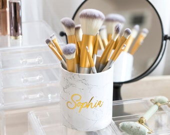 Makeup brush holder makeup storage cosmetic organizer personalized gift for her makeup brush holder dresser organizer makeup organization