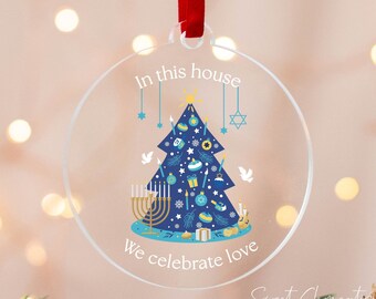 Personalized Hanukkah Christmas Ornament, Chrismukkah Keepsake, Jewish Family Gift Ideas, Jewish and Christian Family Decorations 2023