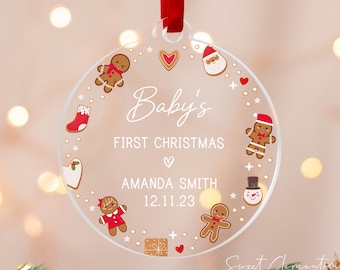 Baby's First Christmas Ornament, Personalized Baby 1st Christmas Ornament, Custom New Baby Gift, Cute Baby Gingerbread Ornament,