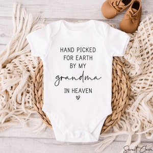 Hand Picked for Earth by my Grandma in Heaven Baby Bodysuit, Baby Clothes, Baby Shower Gift, Grandma Pregnancy Announcement, Baby Reveal