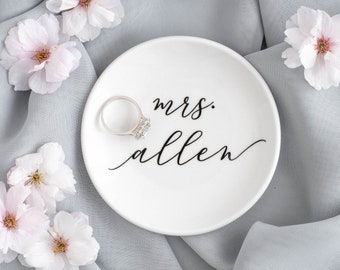 Personalized jewelry dish mrs ring dish bridal shower gift for bride wedding gift engagement gift engagement ring dish wedding ring tray