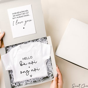 Vietnamese Pregnancy Announcement, Grandma and Grandpa Pregnancy Reveal, ba noi ong noi, Viet Paternal Grandparents Gift Vietnamese Baby