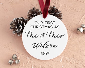 First Christmas as mr and mrs first Christmas married ornament newlywed gift personalized Christmas wedding ornament wedding keepsake gift 0
