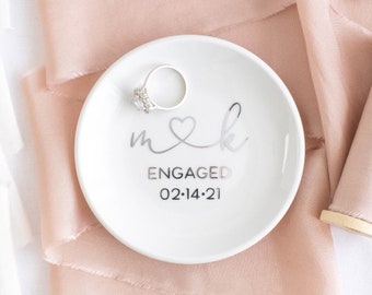 Engagement ring dish engagement ring holder engagement gifts for couple engagement gift for best friend personalized gift for her ring tray