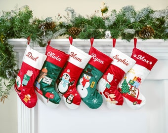 Personalized Christmas Stockings, Luxury Velvet Stocking for Holiday, Applique Stocking with Name Family Decoration, Christmas Gift Decor