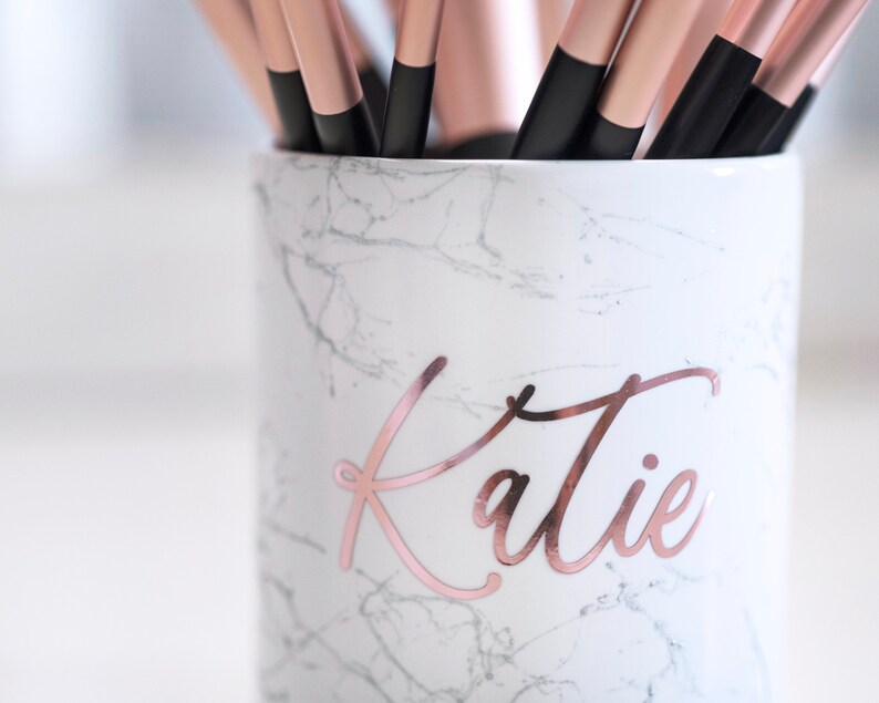 Makeup brush holder personalized brush holder rose gold makeup Etsy
