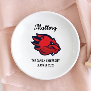 College Schmuck Ring Schale, Wohnheim Dekor, Abschluss Schmuck Schale, personalisierte handgemachte College Merch, einzigartige Grad Geschenk für die Tochter
