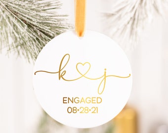 Engagement ornament engagement party gift personalized engagement gift for her custom engagement gift for couple engaged Christmas ornament