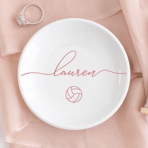 Volleyball Jewelry Dish, Volleyball Team Gift, Personalized Ring Dish, Trinket Dish, Volleyball Coach Gift, Birthday Gifts for Daughter