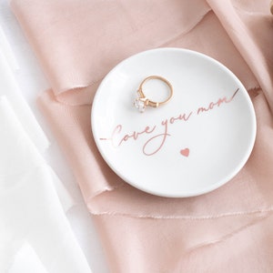 Mom jewelry dish ring dish for mom Mothers day gift mom jewelry dish personalized ring holder birthday gift for her personalized gifts mom Rose Gold