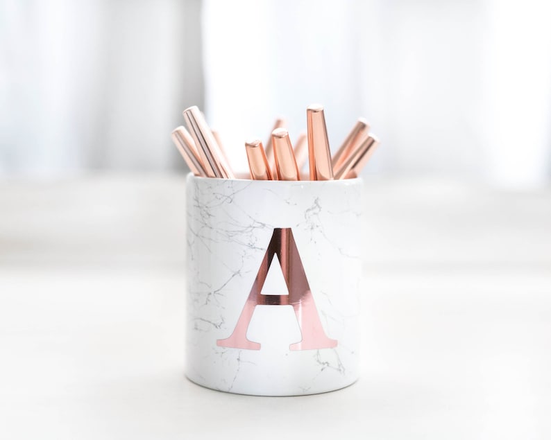 Office Desk Accessories Rose Gold Pen Holder for Desk Etsy