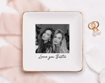 Personalized Best Friend Photo Trinket Tray: Sentimental Christmas Gifts, Stocking Stuffers for Bestie Girls Women
