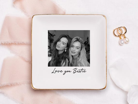 Personalized Best Friend Photo Trinket Tray: Sentimental Christmas Gifts, Stocking Stuffers for Bestie Girls Women