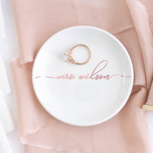 Engagement ring holder dish wedding ring dish engagement gift personalize ring dish gift for bride wedding gift for couple ring holder dish Rose Gold