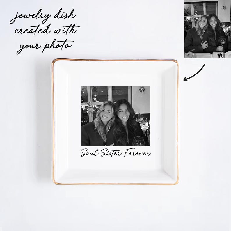 Bandeja personalizada con foto para mejores amigas: Regalos navideños sentimentales, ideales para rellenar calcetines navideños. imagen 2