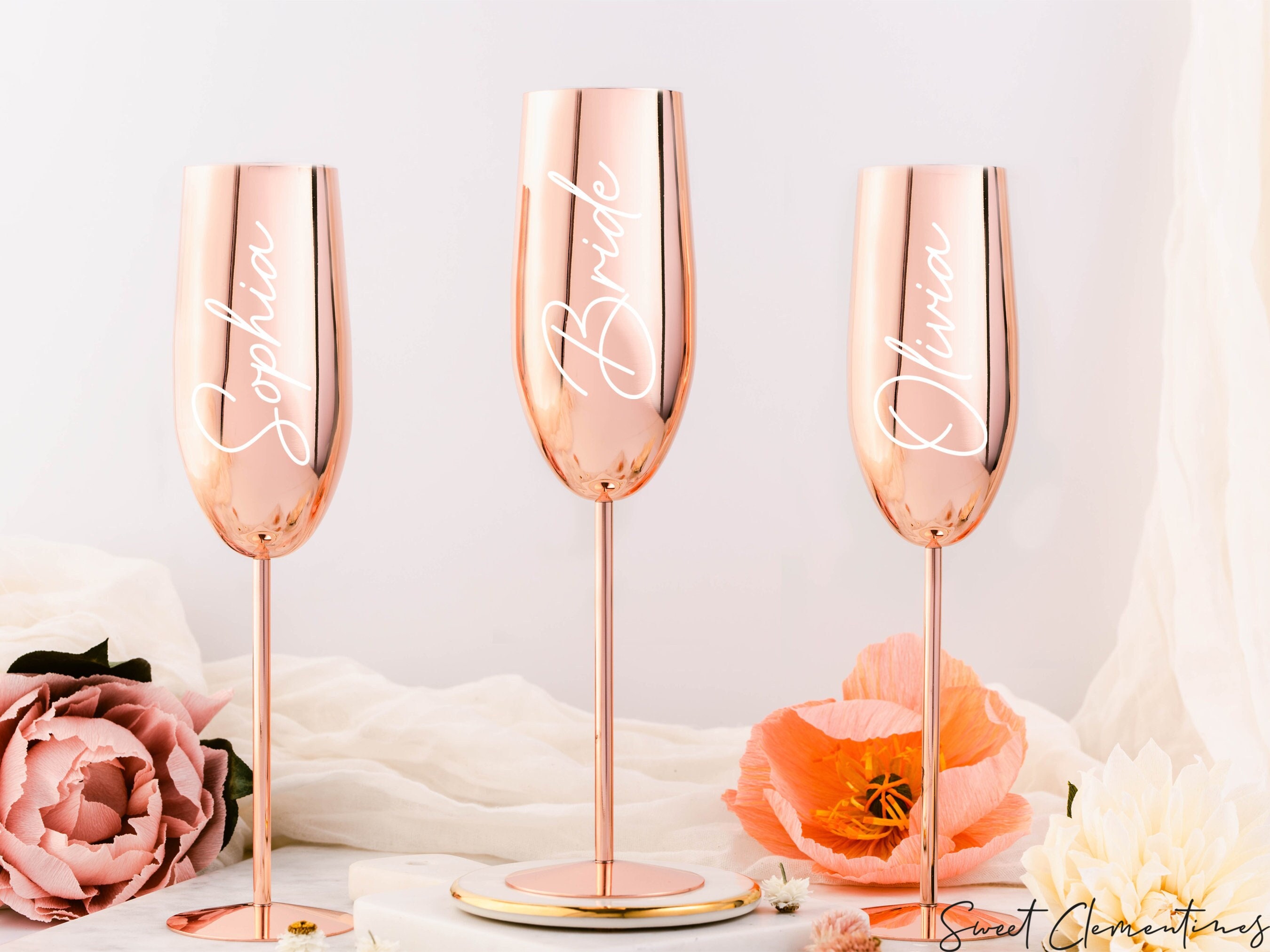 Elegant Rose Gold Stainless Steel Champagne Flutes For Party Celebration  Anniversary Bride Groom Mrs Wedding Long Stem Champagne Flutes For  Christmas