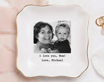Mothers Day Gift for Mom, Custom Photo Trinket Tray, Custom Ring Dish with Picture, Gift for Grandma, Mom Gift from Daughter, Birthday Gift
