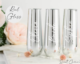 LIMITED STOCK 40th Birthday Champagne Flutes, 40th Birthday Favors for Guests, Rose Gold Birthday Champagne Flute, 50th Birthday Glasses
