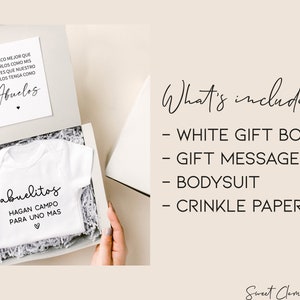 Spansk presentförpackning för graviditetsmeddelanden, Abuelitos Hagan Campo Para Uno Mas Babybody, Anuncio de Embarazo Abuelos Padres Abuelitos Box bild 5
