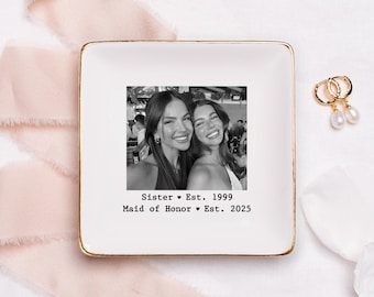 Foto-Geschenke für Schwester Hochzeitstag, Geburtstagsgeschenke für Schwester-Foto-Geschenk, bester Freund Schmuckschale, Foto-Schmuckstückschale, Schwester-Braut-Geschenke