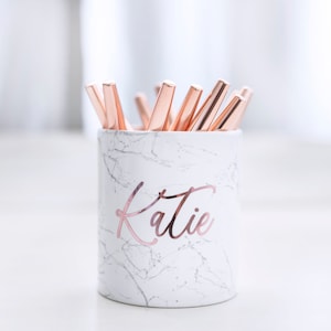 Rose Gold Pen Pot personalized desk accessories personalized pencil holder rose gold desk accessories rose gold office desk organizer