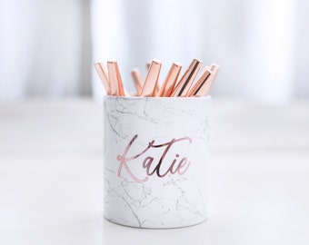 Rose Gold Pen Pot personalized desk accessories personalized pencil holder rose gold desk accessories rose gold office desk organizer