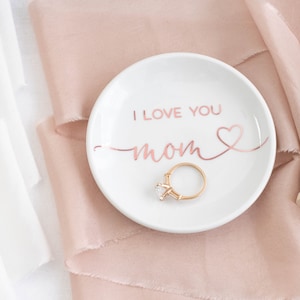 Mom ring dish mom jewelry dish for mom birthday gift mom trinket dish mothers day ring dish for mom personalized jewelry dish I love you mom image 2